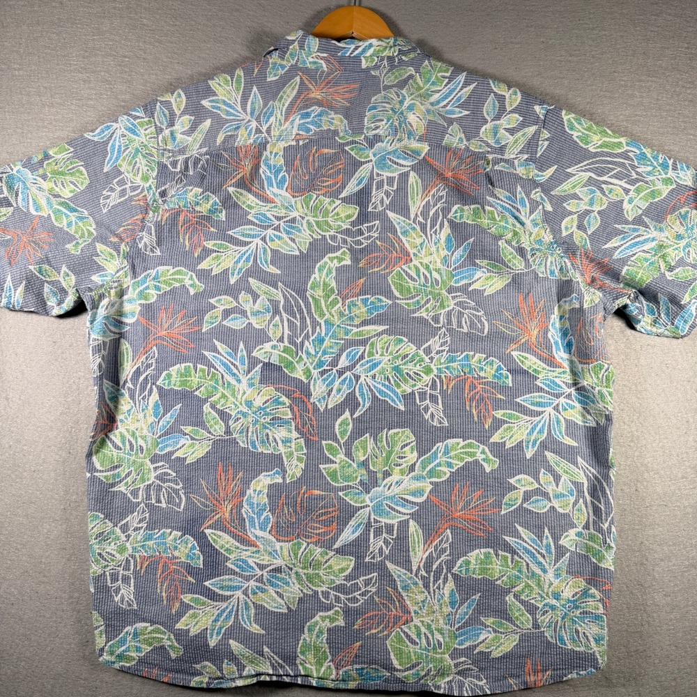 Tommy Bahama Nova Wave Mens XXL Blue Tropical Floral Seersucker Button Up Shirt - Picture 2 of 12